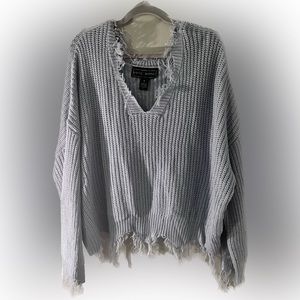 Oversized light blue fringe sweater. Size Junior XL. Worn once!